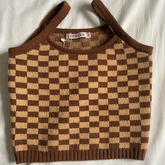 Verge Girl Tops - Verge Girl Downtown Check Knit Top